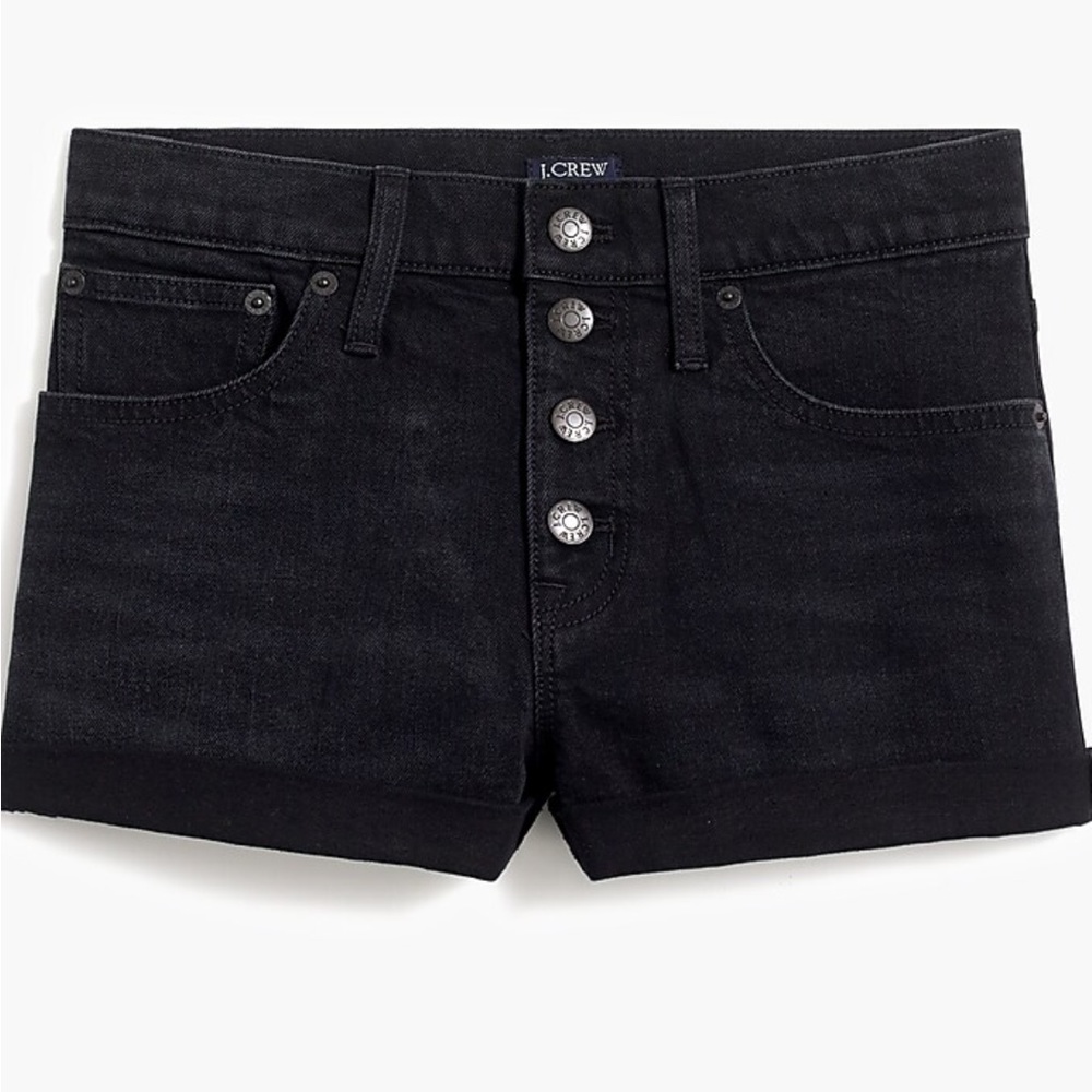 J. Crew Button Front Denim Shorts in Washed Black